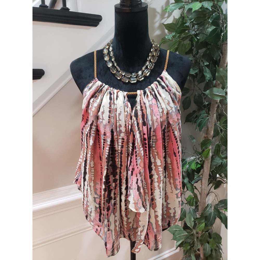 Red and Black Asymmetrical Ruffled Camisole